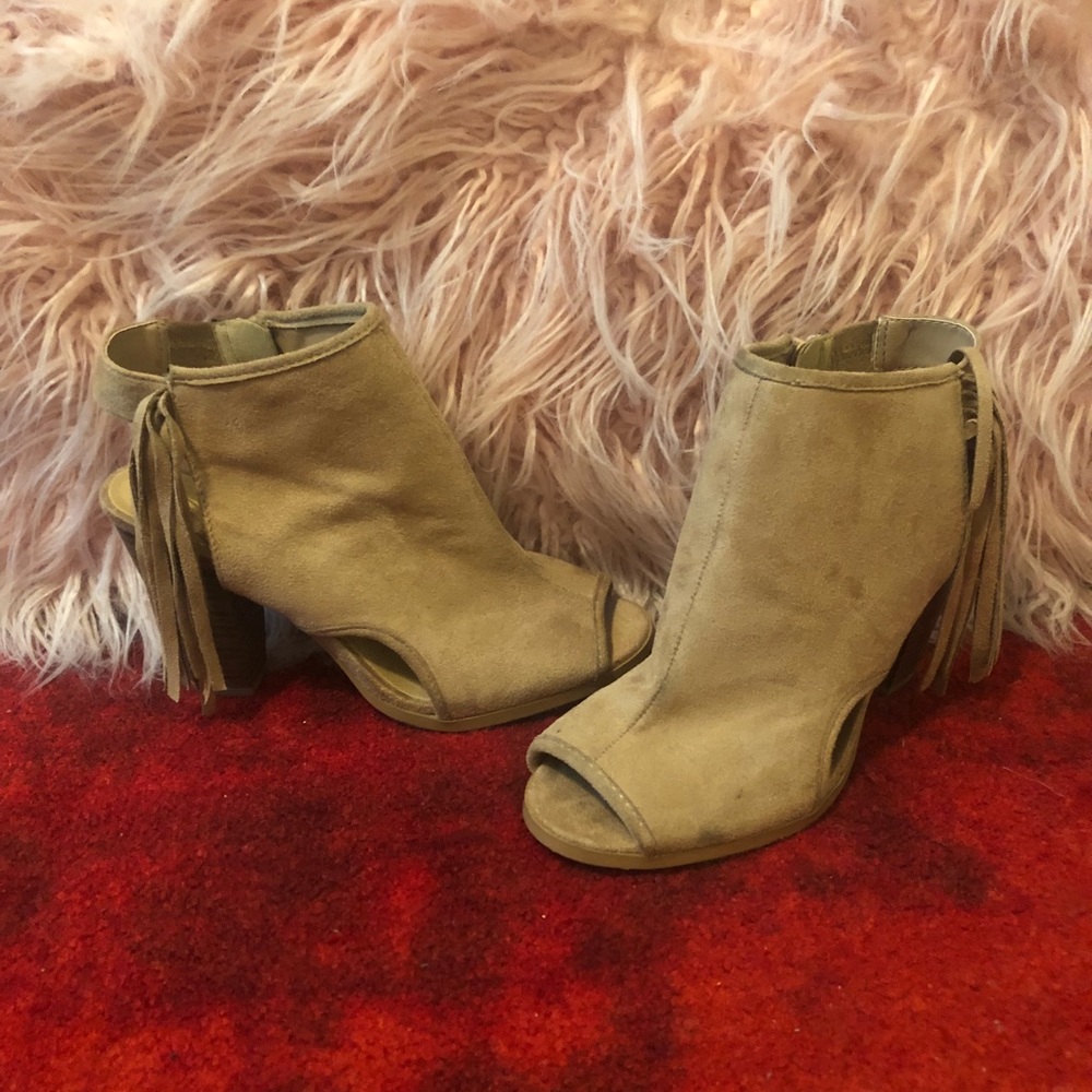 Tan suede booties